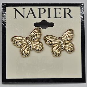 Napier Gold-Tone Butterfly Earrings New With Tag